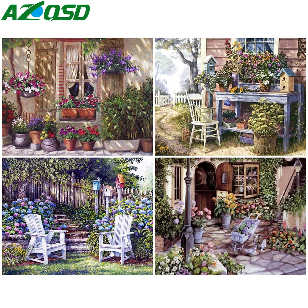 

AZQSD Краски по номерам домашние цветы рисунок на холсте Декор для дома Unframe Раскраска по номерам пейзаж ручной Краски ed подарок