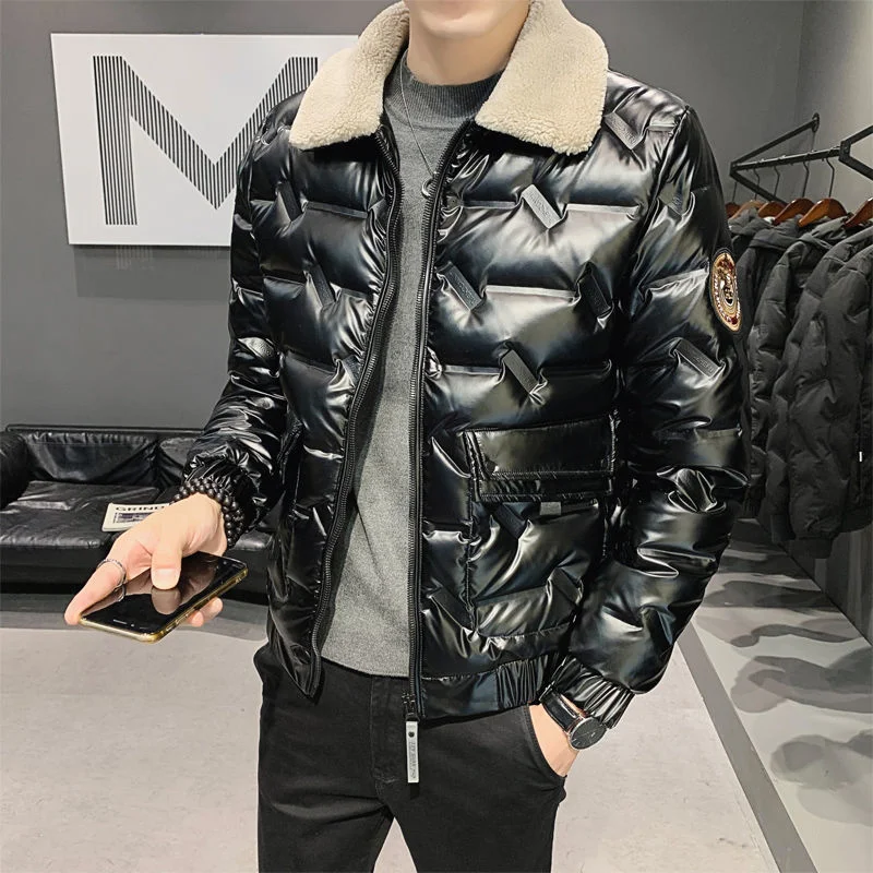 

Veste Homme Men's Down Jacket Light And Warm Lamb Fur Collar Short Coat Men's Top Parka Men Chaqueta Hombre Winter Mens Clothing