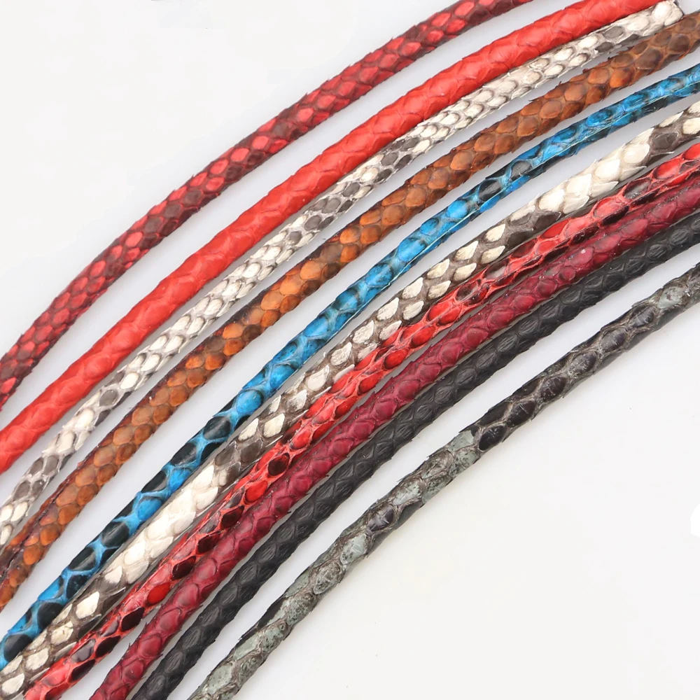 

XUQIAN High Quality 21cm with Round Snake Skin Genuine Leather Cord for Bracelet Making Jewelry A0069