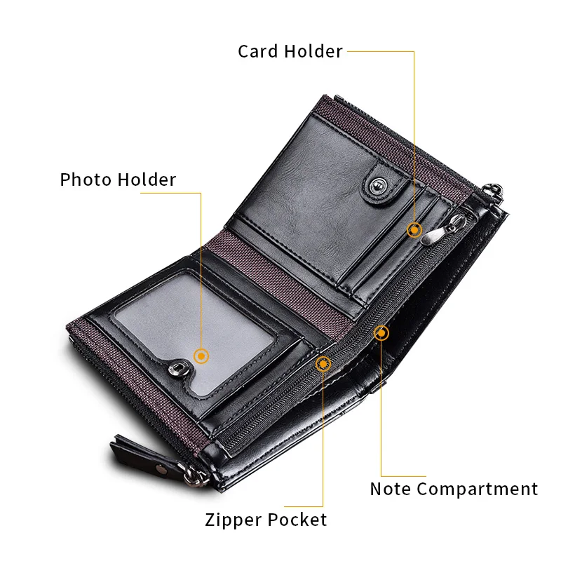 Casual Men's Wallets Leather Luxury Wallet Men Pu Slim Bifold Short Purses Black Card Holder Business Male Purse Walet | Мужские