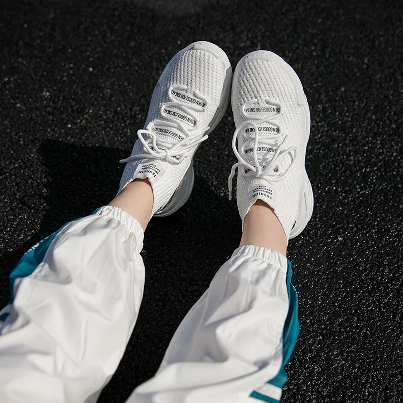 

Men Women Shoes New Breathable Lovers Comfortable Shoes Flats Casual Shoes White Black Breathable Walking shoes Plus Large Size