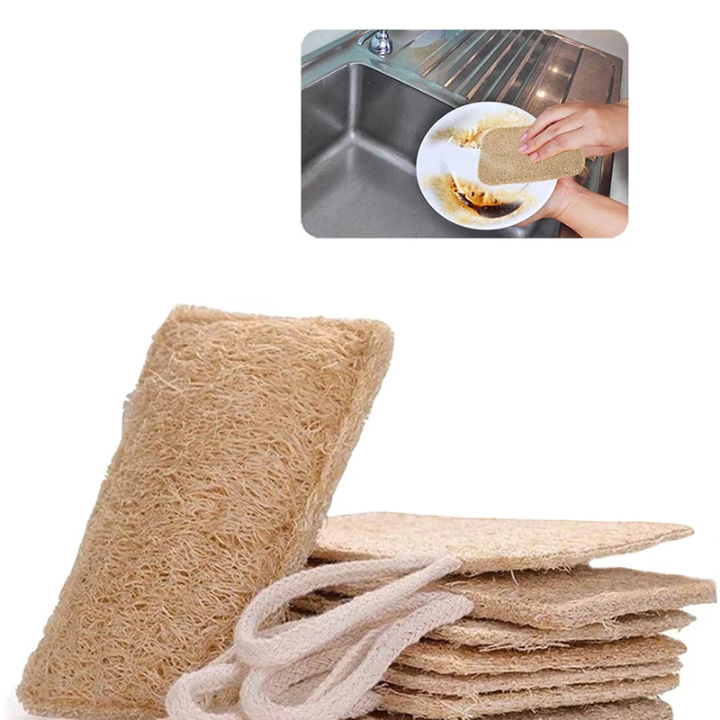 

2 шт./компл. Экологичная многоразовая кухонная губка Loofah, скребок, щетка для мытья посуды