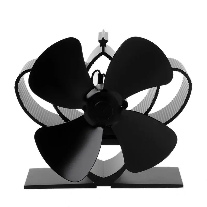 Самонагревающийся вентилятор для камина и плиты тихий 4 лезвия алюминиевый