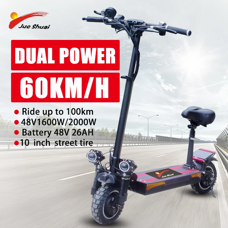 

JS Powerful Electric Scooter for Adults 2 Wheels Dual drive 48V 2000W Cheap Foldable Portable Energy E-scooter Max Speed 60km/h