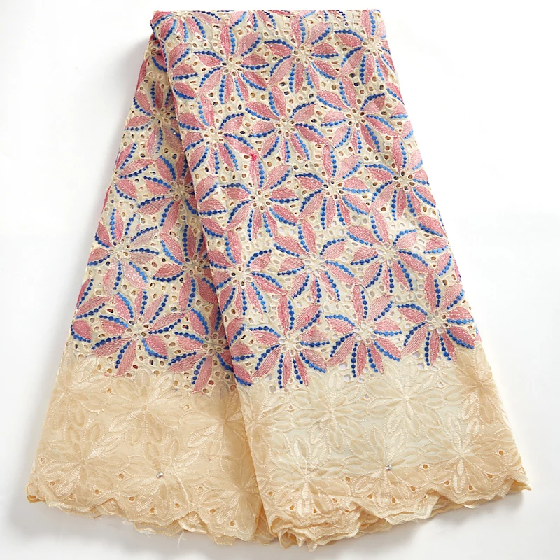 

Lace Fabric Swiss Voile Borde Austria Cotton Fabric 2021 African Flowes Embroidered Sweing Lace Fabrics Dresses For Women A 2512