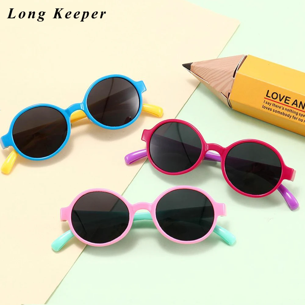 

Детские мягкие солнцезащитные очки, поляризационные круглые очки с гибкой оправой для мальчиков и девочек, детские защитные очки UV400, новин...