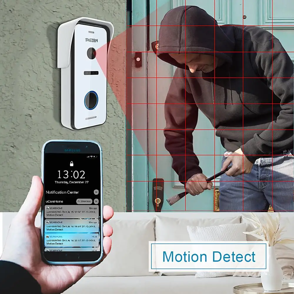 TMEZON tuya Беспроводной Wi Fi беспроводная IP видео дверной звонок Домофон Системы 10
