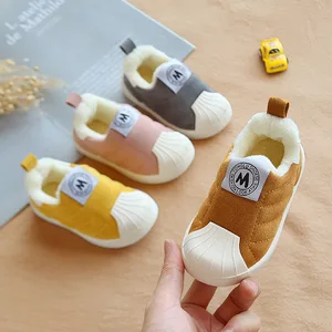 Зимние хлопковые ботинки для девочек и мальчиков, ботинки для младенцев с флисовой подкладкой, теплая уличная детская обувь, Нескользящие