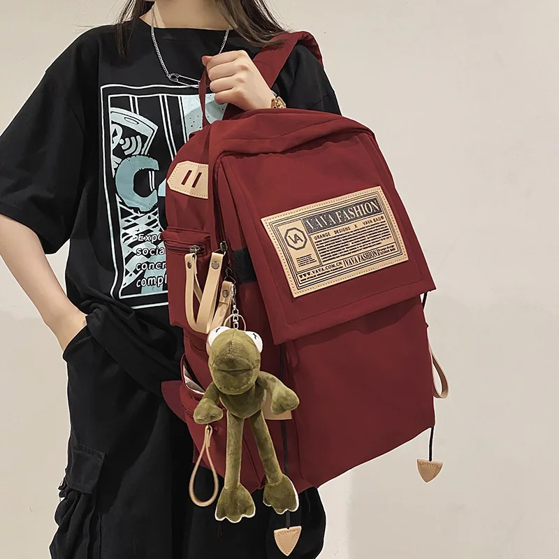 

Fashion Waterproof Nylon Ladies Backpack Men's Travel Rucksack Large-Capacity Student Schoolbag Men's Burgundy Laptop Bag Cool