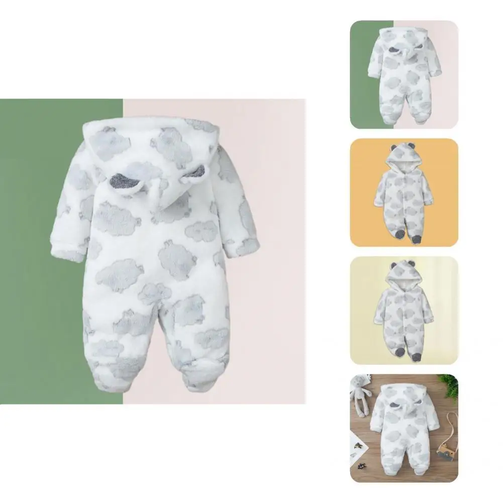 

Warm-keeping Allergy Free Breathable Thickened Single-breasted Toddler Hooded Romper Baby Romper for Outdoor