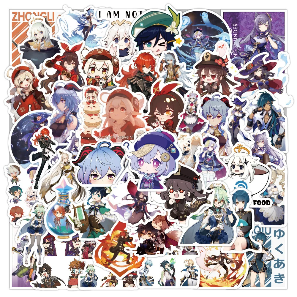 

10/30/50PCS Yuanshen Sticker Helmet Computer Luggage Phone Waterproof Sticker Genshin Impact Wholesale