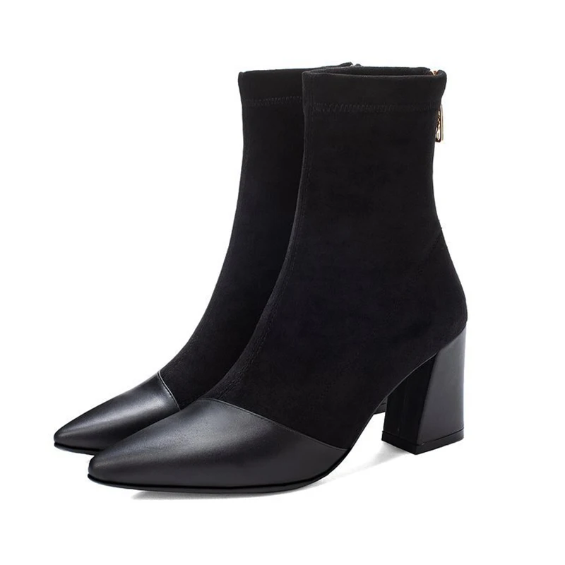 Носки украшенные в стиле пэчворк женские замшевые сапоги с острым носком на