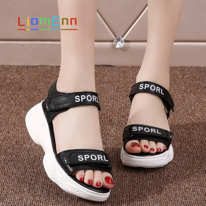 

Women's Platform Sandals 2021 New Fashion Summer Shoes for Woman Ladies Black White Sandal designer Genuine Leather female shoes