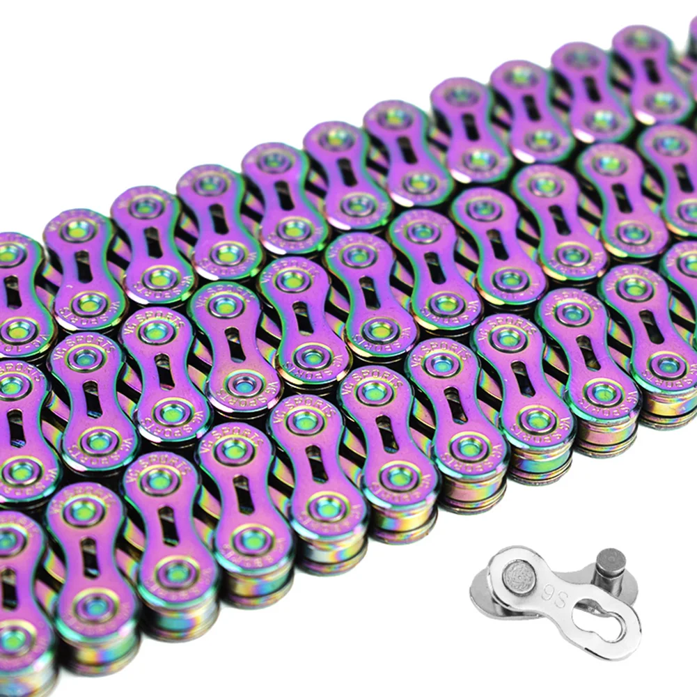 

Sports 9 speed Bicycle chain silver half hollow bike chain mountain road bike full hollow chains ultralight 116L