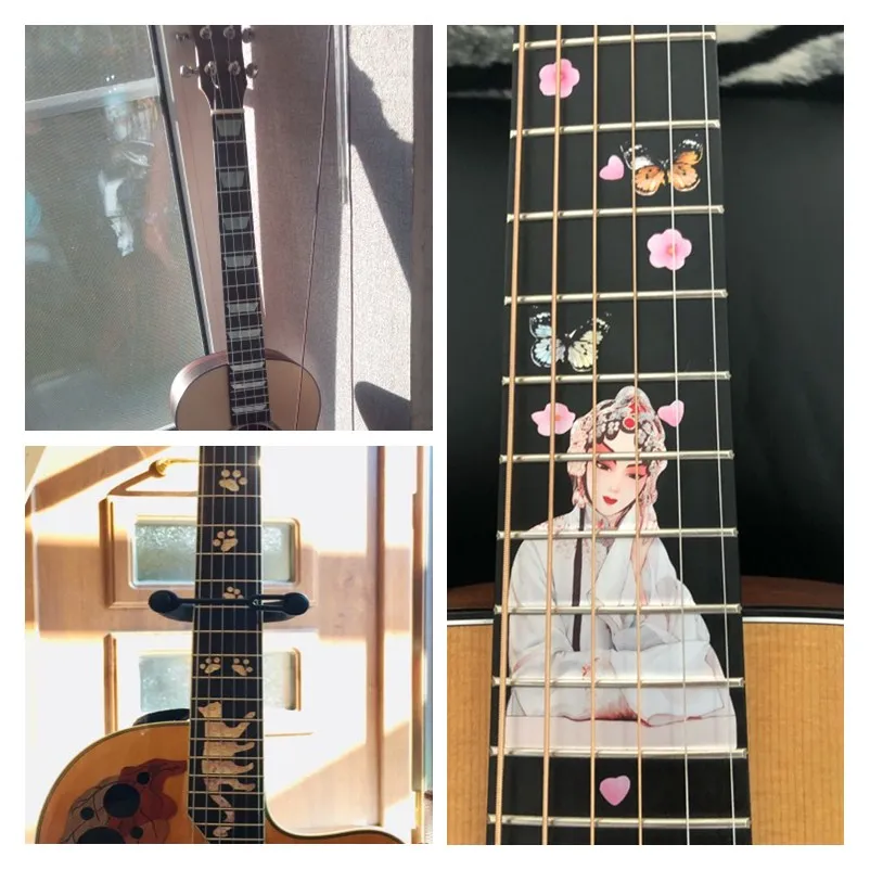 neue kreuz inlay decals griffbrett aufkleber für elektrische akustische gitarre bass ultra dünne aufkleber guitarra zubehör 21 arten fr