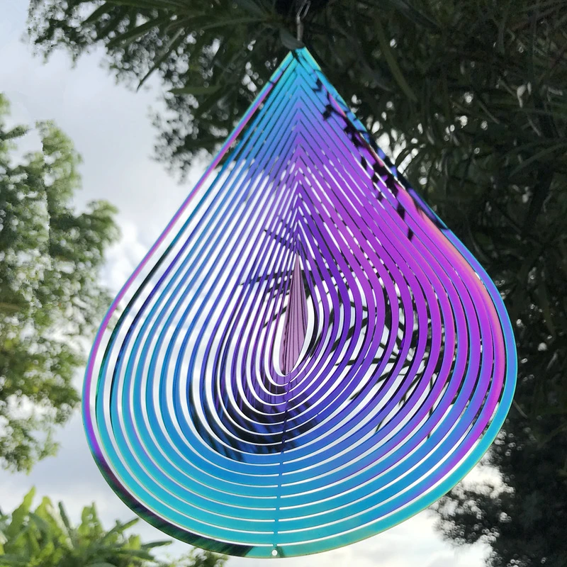 

Stainless Steel 3D Rotating Wind Chime Bell Beating Wind Spinner Heart Square Drop Shape for Both Outdoor Garden and Indoor