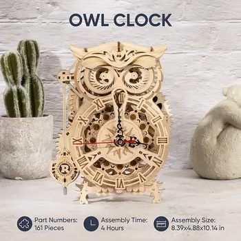 Creative Owl Clock - Wooden Model Building Kits - Assembly Toy Gift 4