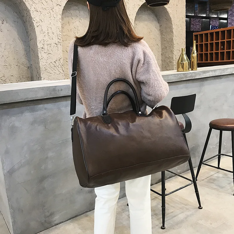 Travel bag PU leather large-capacity hand luggage bag short-distance travel bag sports fitness bag packing cubes