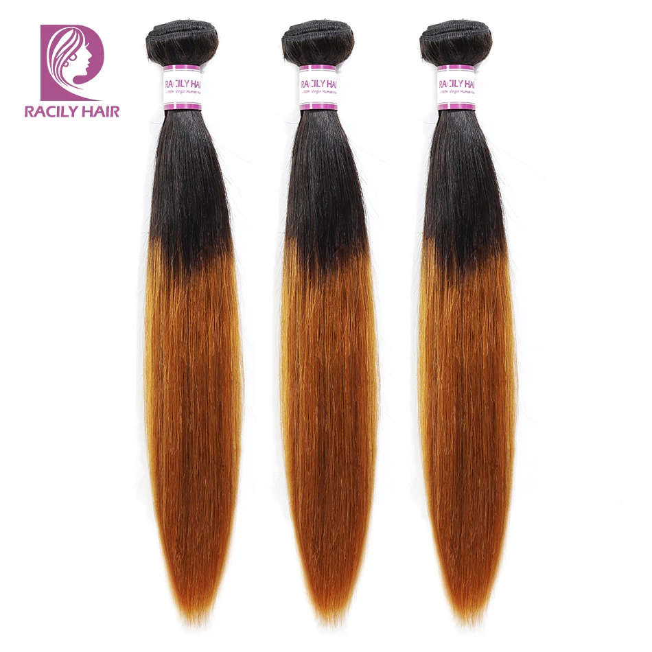 Пучки прямых и волнистых волос Racily T1B/30 Омбре перуанские пучки 1/3/4 штуки