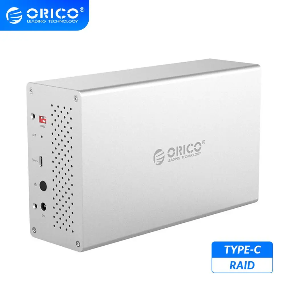 Док-станция ORICO WS Series 3 5 &quot2 Bay Type C с Raid для HDD поддержка 20 ТБ алюминий Гбит/с корпус