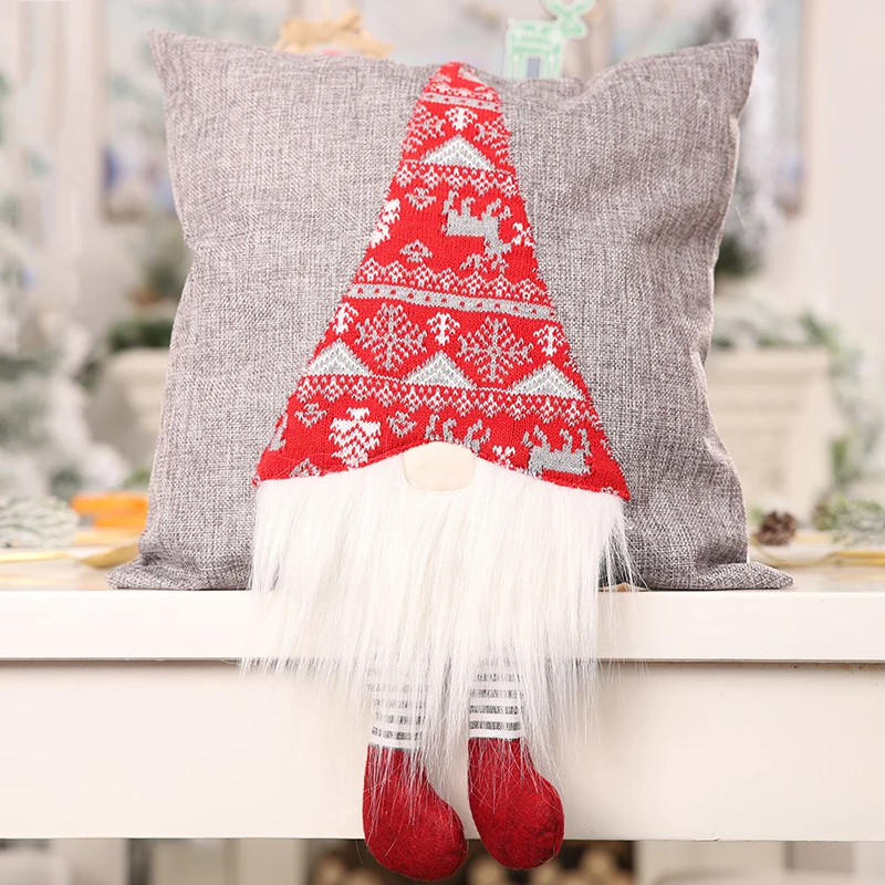 

Xmas Pillowcase Soft Burlap 38*38cm Flexible Replacement Christmas Home