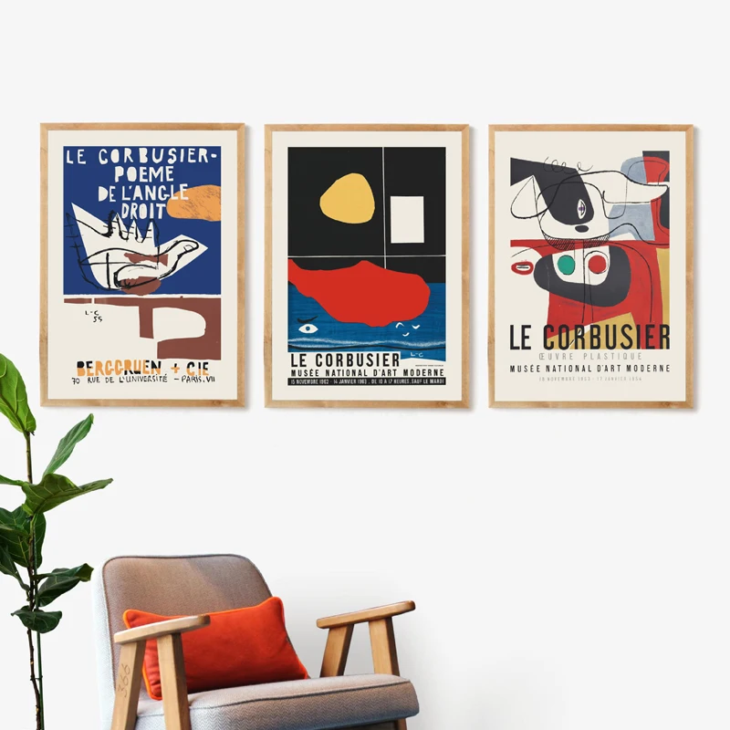 Выставочный плакат Le Corbusier 1954 французский художественный музей печать в стиле