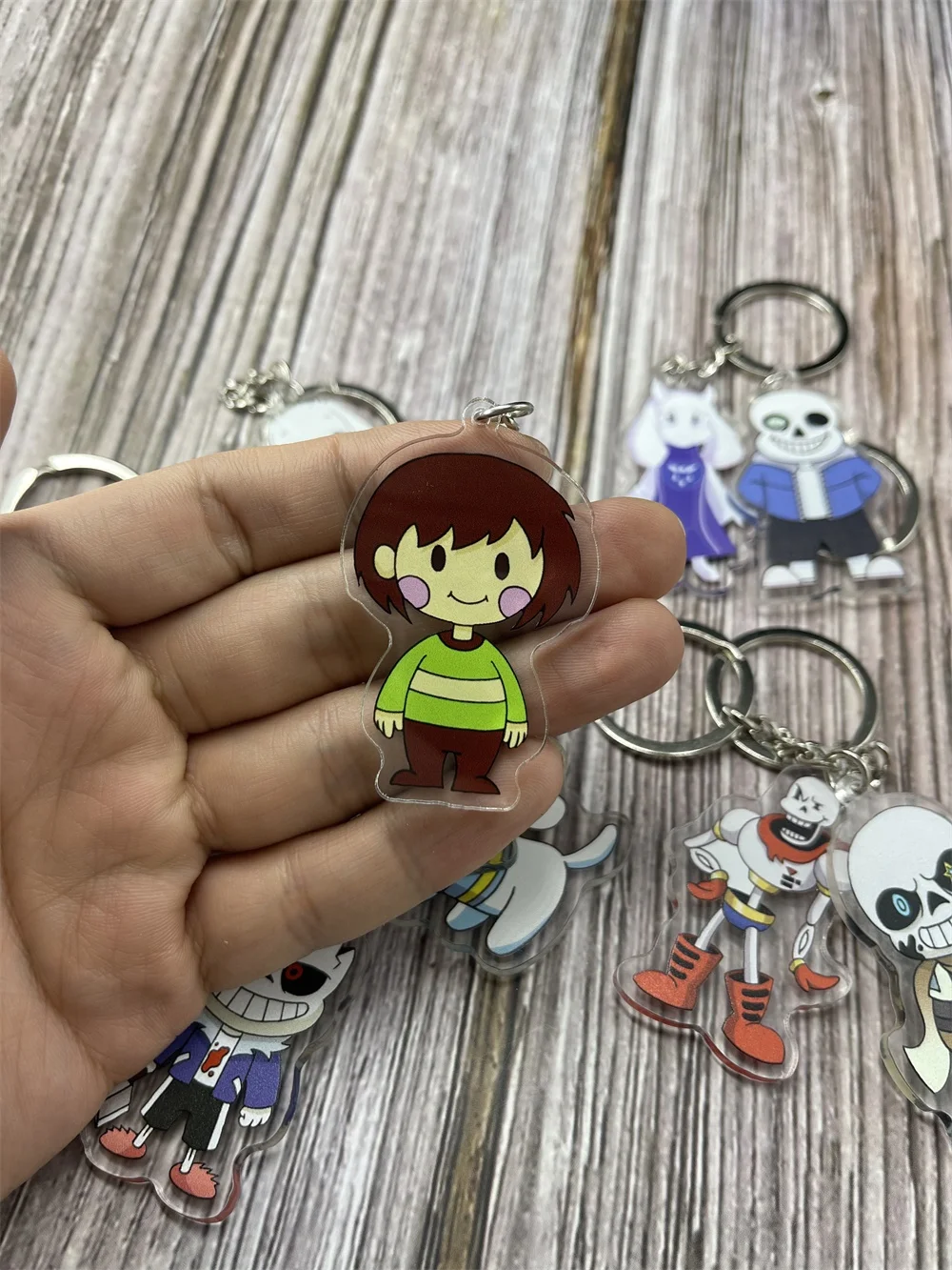 

Game Undertale Cosplay Frisk Chara Toriel Sans Papyrus Key Chain Pendant Two-sided Acrylic Keychain Keyring Prop