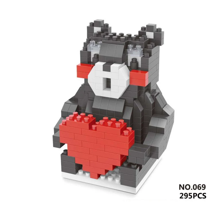 Funny japan Kumamoto Ken mascot micro diamond block Kumamon orange heart black bear nanobrick educational toy for children gift | Игрушки и