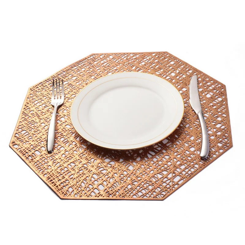 Hoomall 1pc Octagonal Hollow Heat-insulated Pad PVC Placemat For Dinner Table Waterproof Non Slip Coffee Mat Home Decoration | Дом и сад
