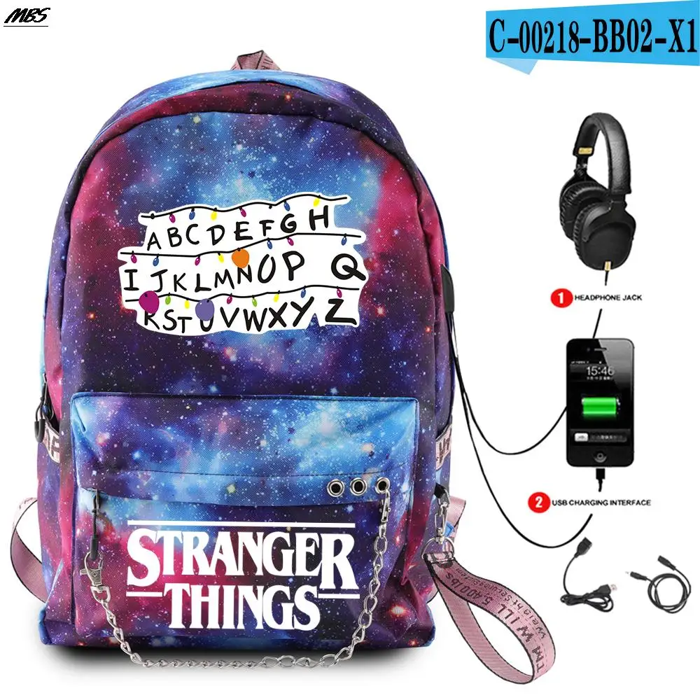 Popular TV Stranger Things Print Backpack Unisex Friends backpack USB Charge Laptop Backpack School Bag Boys Girls Travel Bags