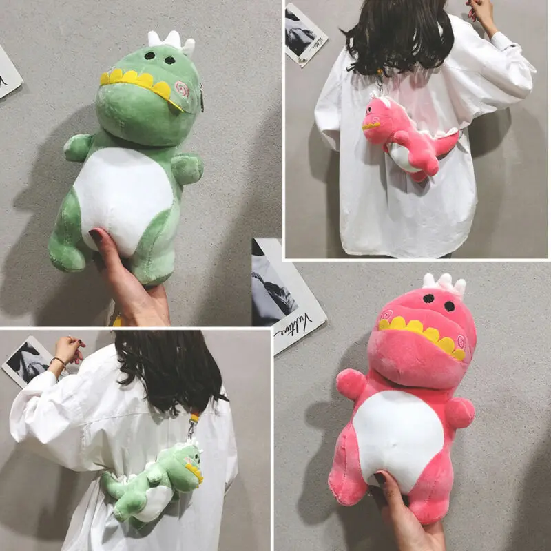 Kawaii женская сумка через плечо плюшевая с динозавром миниатюрная милые сумки для