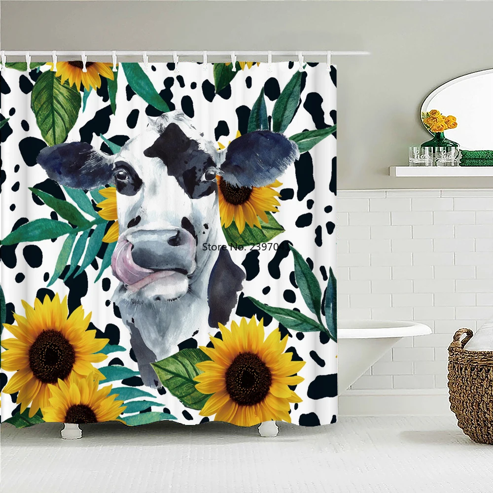 

Красивая цветная занавеска для душа с принтом подсолнухов s Frabic, водонепроницаемая декоративная занавеска для ванной из полиэстера с крючк...