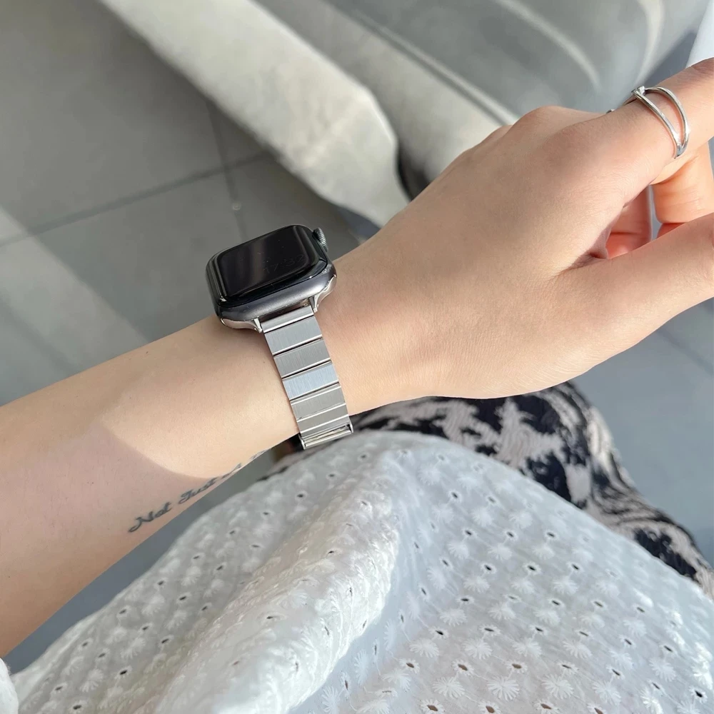 Ремешок для часов Apple Watch 7 41 мм 45 тонкий металлический браслет iWatch 6 SE 5 4 3 40 44 38 42