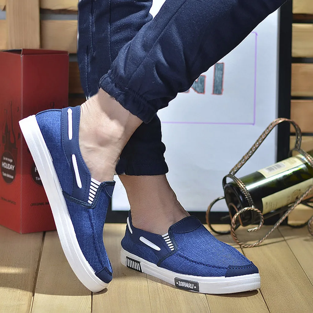 Мужская парусиновая обувь Новинка удобная мужская повседневная на плоской