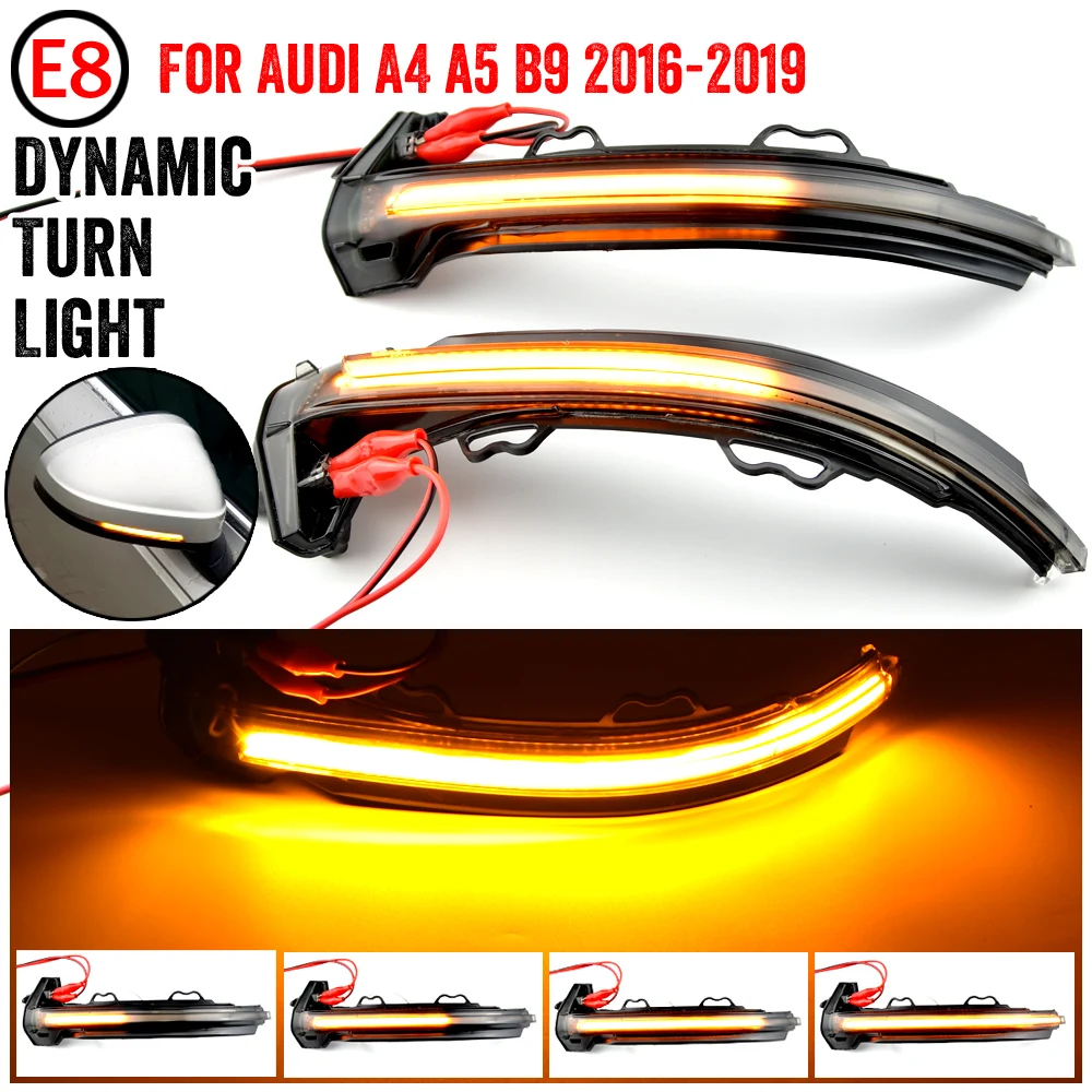 

2x LED Dynamic Turn Signal Light Rearview Side Mirror Light Indicator Blinker For Audi A4 S4 RS4 B9 2016-2019 A5 S5 RS5