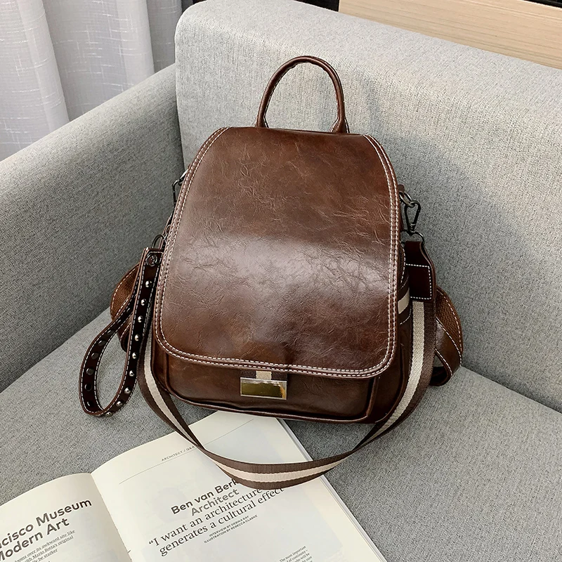 Популярный женский кожаный рюкзак, модные женские рюкзаки Mochila, женские повседневные винтажные сумки на плечо с большой вместительностью XA219H - Цвет: Brown