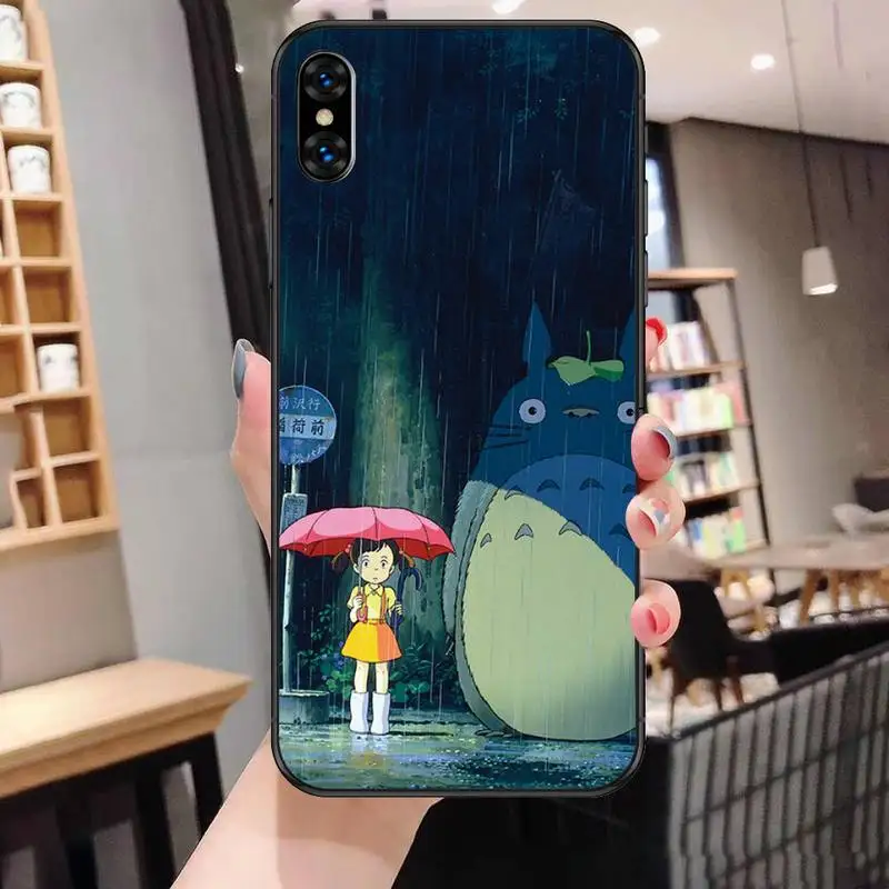 

Anime totoro Phone Case For Black-Iphone 5s 6 6s 7 8 11 12 X Xs Xr Pro Plus Max Mini Fundas Cover