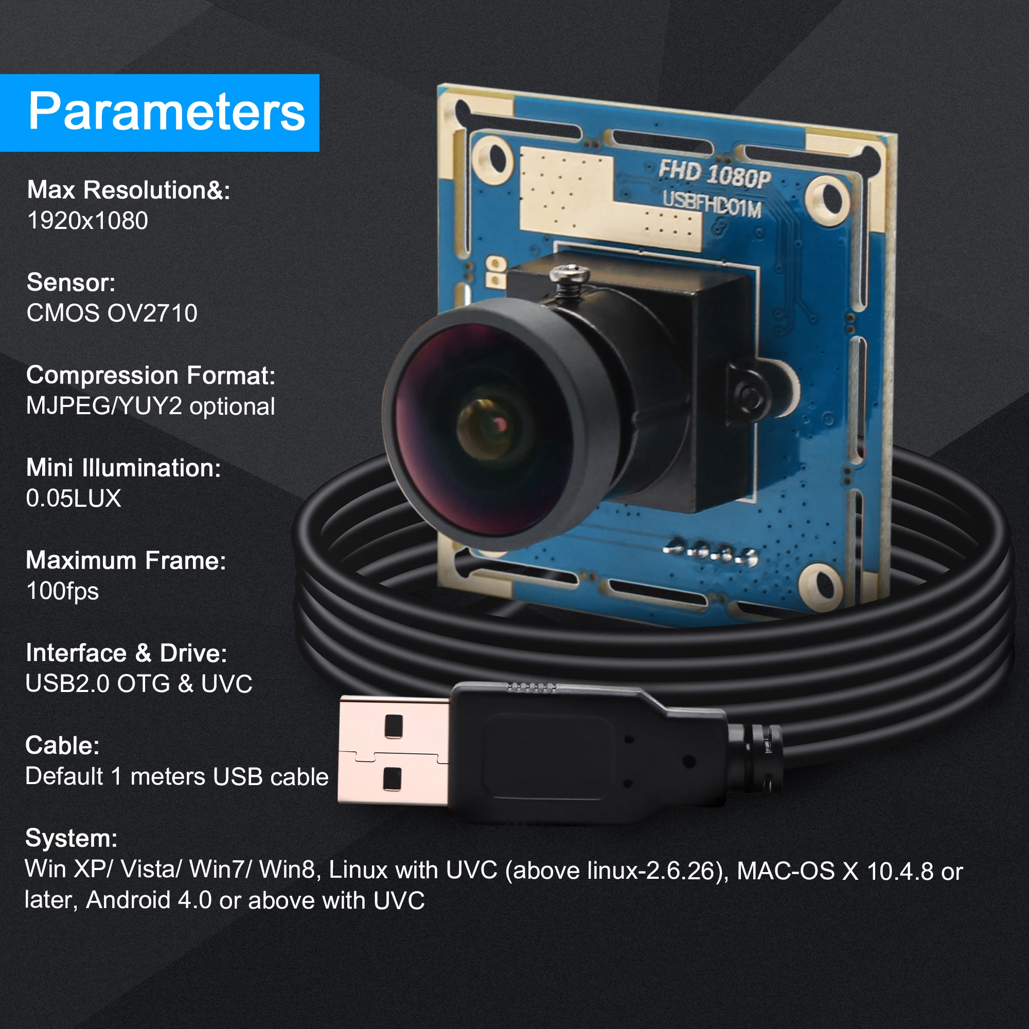 2-мегапиксельная веб-камера 1080P Mini CMOS OV2710