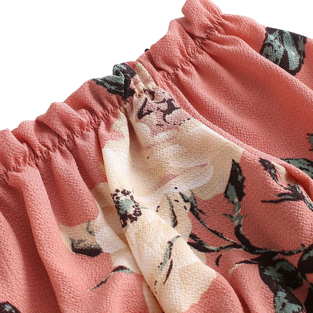 Укороченный цветочный Комплект из двух предметов с открытыми плечами женский