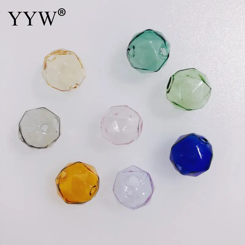 

Wholesale 16mm Glass Beads Fashion Straight Hole Polygonal Glass Ball Diy Necklace Bracelet Earrings Pendant Accessories 20pcs