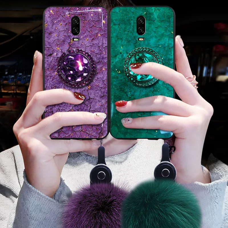 Чехол для Oneplus 7 t кольцо с бриллиантами держатель 6 5 Pro чехлы телефонов эпоксидная