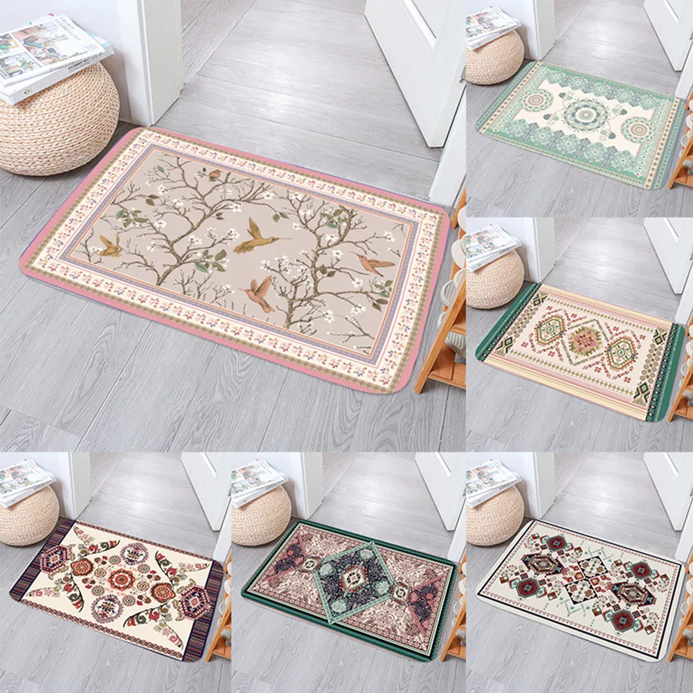 

40*60cm Muticolor Bohemian Doormats Floor Mat For Indoor Anti-slip Bath Mat Soft Washable Carpet Living Room Transitional Decor