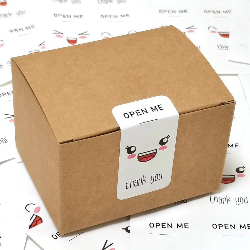 

100-200 Pcs Cute Thank You Stickers 3X6cm Rectangle Scrapbooking Label Sticker for Gift Box Decor Sealing Stationery Stickers