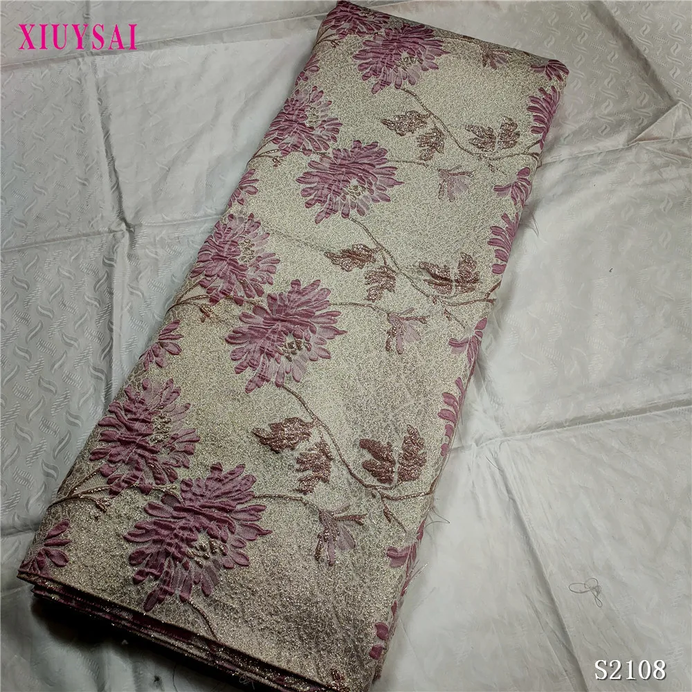 

2021 Latest Jacquard Lace Fabric Nigerian Net Lace High Quality African Brocade Lace Fabric for Bridal Lace Materials P2098