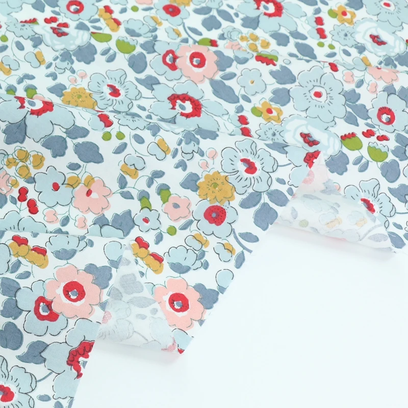 

235x50cm Small Floral Twill Cotton Fabric, Making Home Textiles Set Bedding Diagonal Cloth Dress Cloth