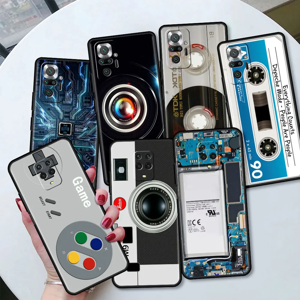 

Phone Case for Xiaomi Redmi Note 9S 9 8 10 Pro 8T 9T 7 9C 9A 8A 7A 6A K40 Shockproof Soft Capas Retro Vintage Camera Cassette