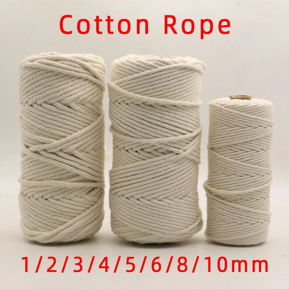 

1mm3mm 4mm 5mm 6mm 8mm Macrame Rope Twisted String Cotton Cord For Handmade Natural Beige Rope DIY Home Wedding Accessories Gift