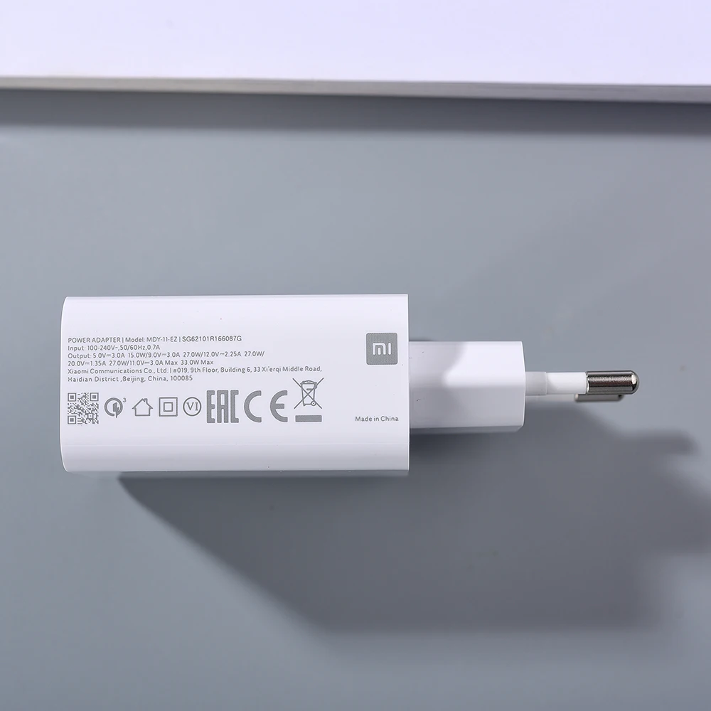Оригинальное зарядное устройство Xiaomi 33 Вт EU с кабелем для быстрой зарядки 6A Type C Mi