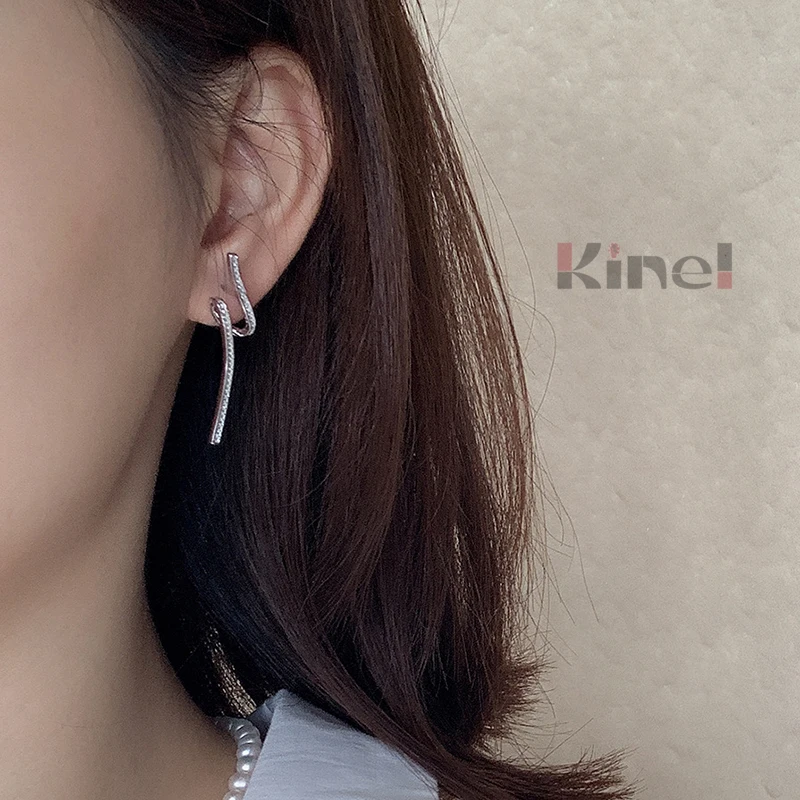 

Серьги Kinel, серебро 100%, 925, ювелирные украшения, модные циркониевые волнистые серьги для женщин, подарок на свадьбу