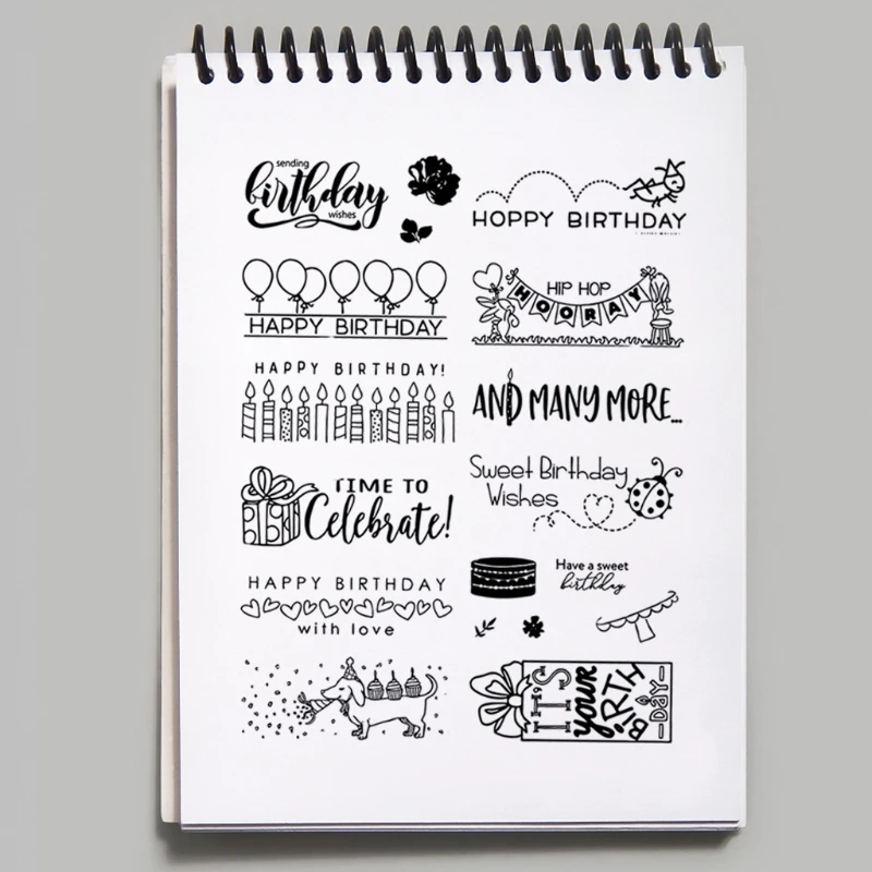 

M76D Birthday Wishes Lettering Clear Stamps Elegant Card Making Stamps for Card Making Decoration and DIY Scrapbooking Rubber